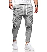 Men's Casual Pants - Cotton Chino Cargo Pants for Hiking and Outdoor Recreation, Drawstring Sweat...