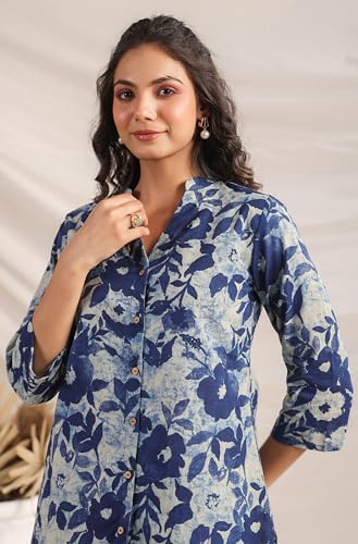 Image of Janasya Women's Pure Cotton Floral Printed Straight Co-ord Set