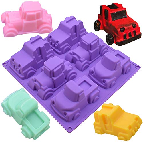 Efivs Arts 6 Truck Jeep Car Shape Silicone Cake Baking Mold Cake Pan Muffin Cups Handmade Soap Molds Biscuit Chocolate Ice Cube Tray DIY Mold