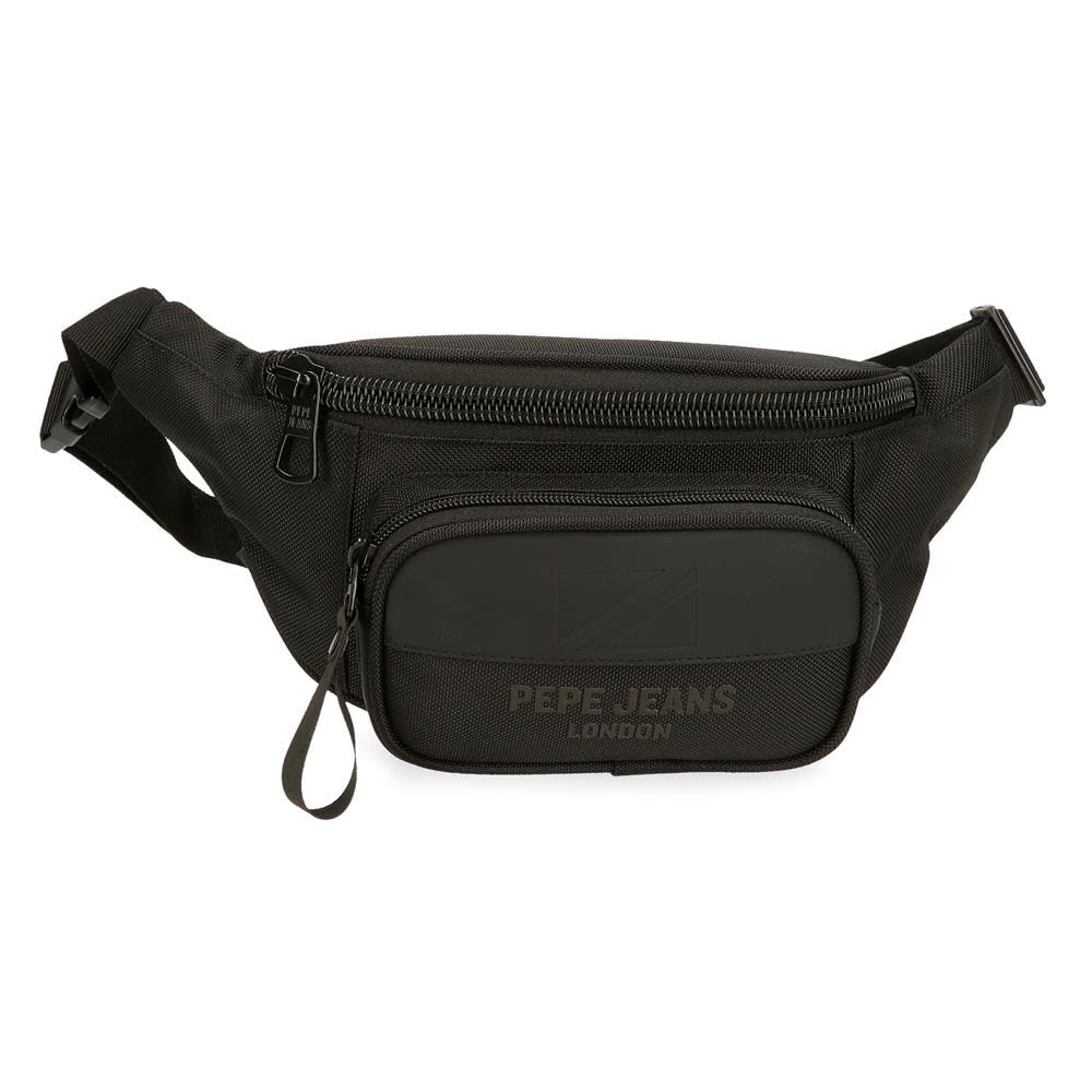 Pepe Jeans Bromley Waist bag Black 30x13x5 cm Polyester, Black/White, One Size, Fanny Pack