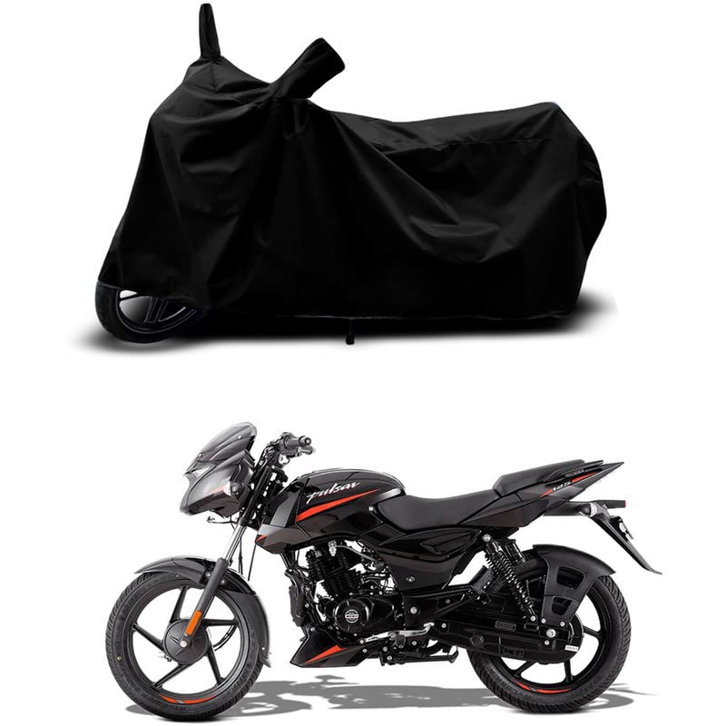 Image of 100% Scratchproof /UV-Rays /Heat Protection /Birds Dropping /Water Resistant /Dust Proof /Waterproof /Bike Scooty Two Wheeler Body Cover Compatible for Pulsar 125 Split-Drum All Varient[Black]