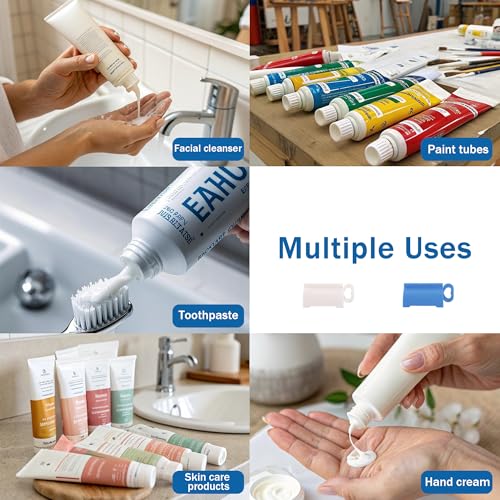 Toothpaste Squeezer, Tube Squeezer 2 Pack, Rolling Toothpaste Dispenser, Plastic Tube Roller Tool, Manual Roller for Paste Cream Bathroom Counter
