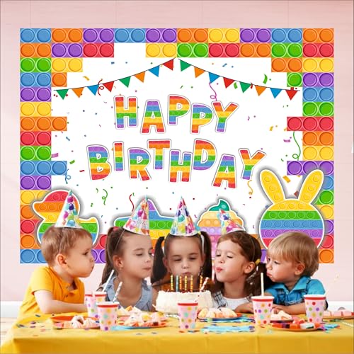 Image of Pop It Birthday Backdrop 5x4 Ft | Backdrops for Decoration | Birthday Decoration Backdrop | Banner for Kids Theme Party