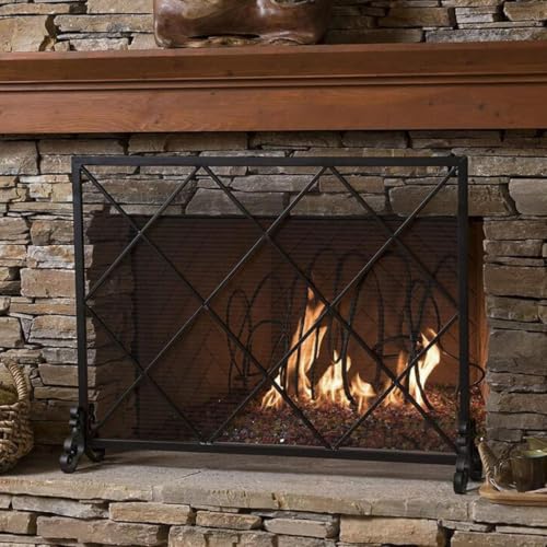 Protector de chispas de malla para chimeneas barrera de seguridad de hierro negro 3