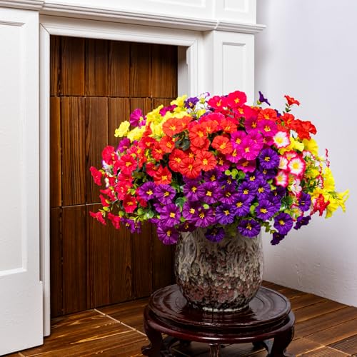 Artificial Faux Flowers for Outdoor 16 Bundles Boxwood Fake Morning Glory for Planter,UV Resistant Fake Flowers for Home Porch Patio Outside(8 Color) - Image 6