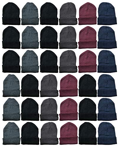 Image of YACHT & SMITH Winter Beanies, Bulk Cold Weather Thermal Warm Stretch Skull Cap, Mens Womens Unisex Hat