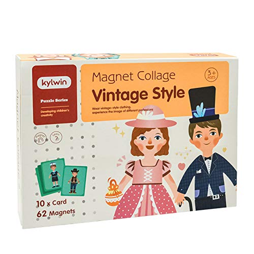 Magnetic Puzzles Toys, Dress Up Paper Dolls Profession Playset, 72 Pcs Magnetic Costumes Pretend Play, Included 10 Well-Matched Dresses, Travel Game Preschool Educational Learning Toy Gift for Kids