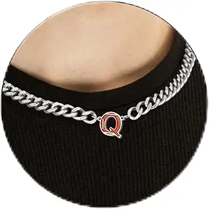 Football Necklaces for Boys Stainless Steel Initial Necklace with Letter A-Z 6.5mm Cuban Chain Gifts for Him Boys Men Teens 16+2 Inches