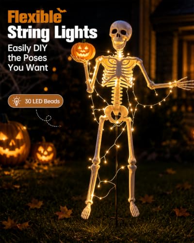 Halloween Skeleton Stand Kit & Solar String Lights,【Skeleton Not Included】 - image 7