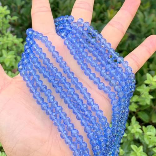 Image of 1000pcs Czech Faceted Rondelle Crystal Glass Beads 6mm Bulk Light Sapphire Blue