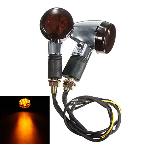 Indicador de señal de giro de calavera 12V con luz ámbar de alta visibilidad para moto negra 2