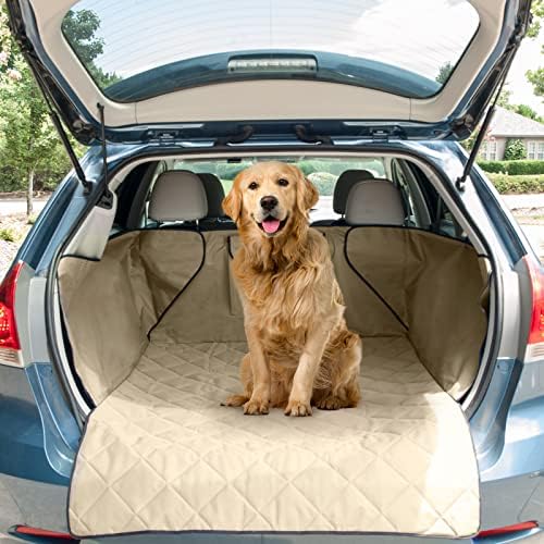 FrontPet Cargo Cover for Dogs, Water Resistant Pet Cargo Liner Dog Seat Cover Mat for SUVs Sedans Vans with Bumper Flap Protector, Non-Slip, Backseat Cover, Trunk Liner Universal Fit (Large/Tan)