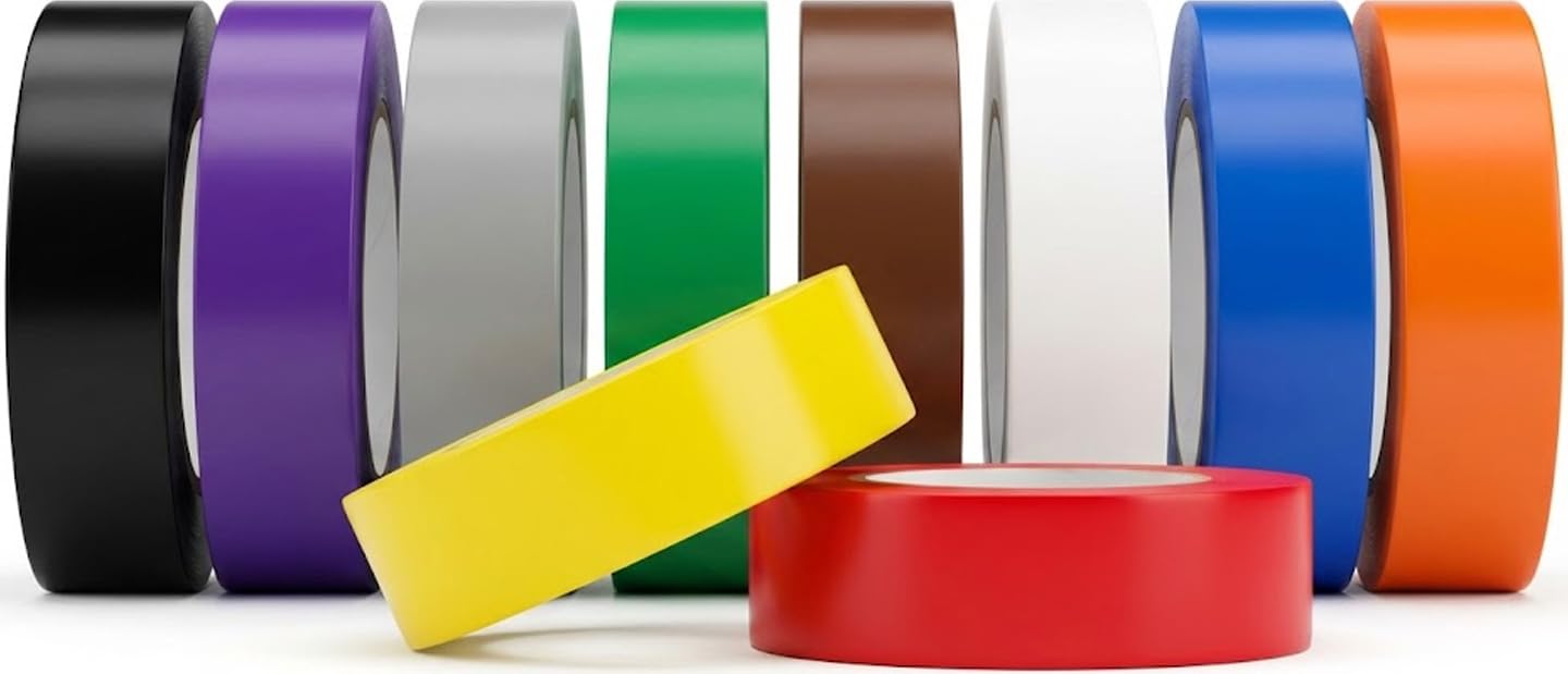 TAPEWELL Colored Electrical Tape 3/4 in x 66 Ft, Waterproof, Flame Heat & Weather Resistant, Pack of 10