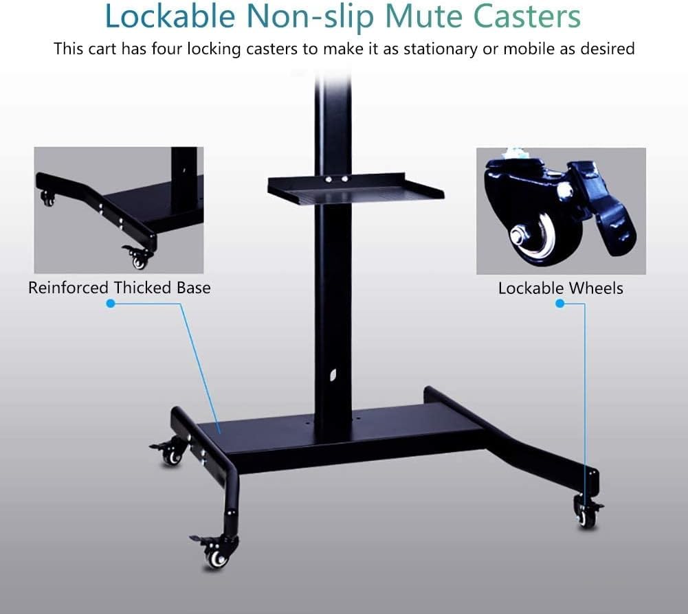 TABOJS Soporte de TV rodante Ajustable en Altura con Ruedas TV móvil para televisores de 3265 "Pantalla portátil con Soporte de Montaje fácil de Mover y Seguro