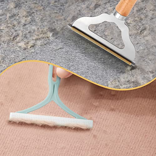 2Pcs Manual Portable Fabric Shaver, 1 Metal Carpet Lint Scraper For Furniture Pet Hair Removal (1Buck Thick Rack Can Be Used For Years), 1 Reusable Fuzz Lint Remover Brush For Clothes Couch(No Snag) #TOP5