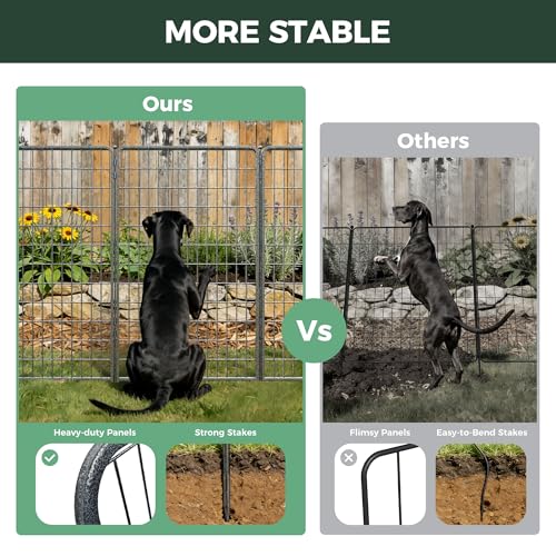 Image of FXW Garden Fence Outdoor for the Yard - 50in(H) x 41.7ft(L) Heavy Duty Metal Animal Barrier for Dog, No Dig Decorative Dog Fence, 16 Panels, Silver