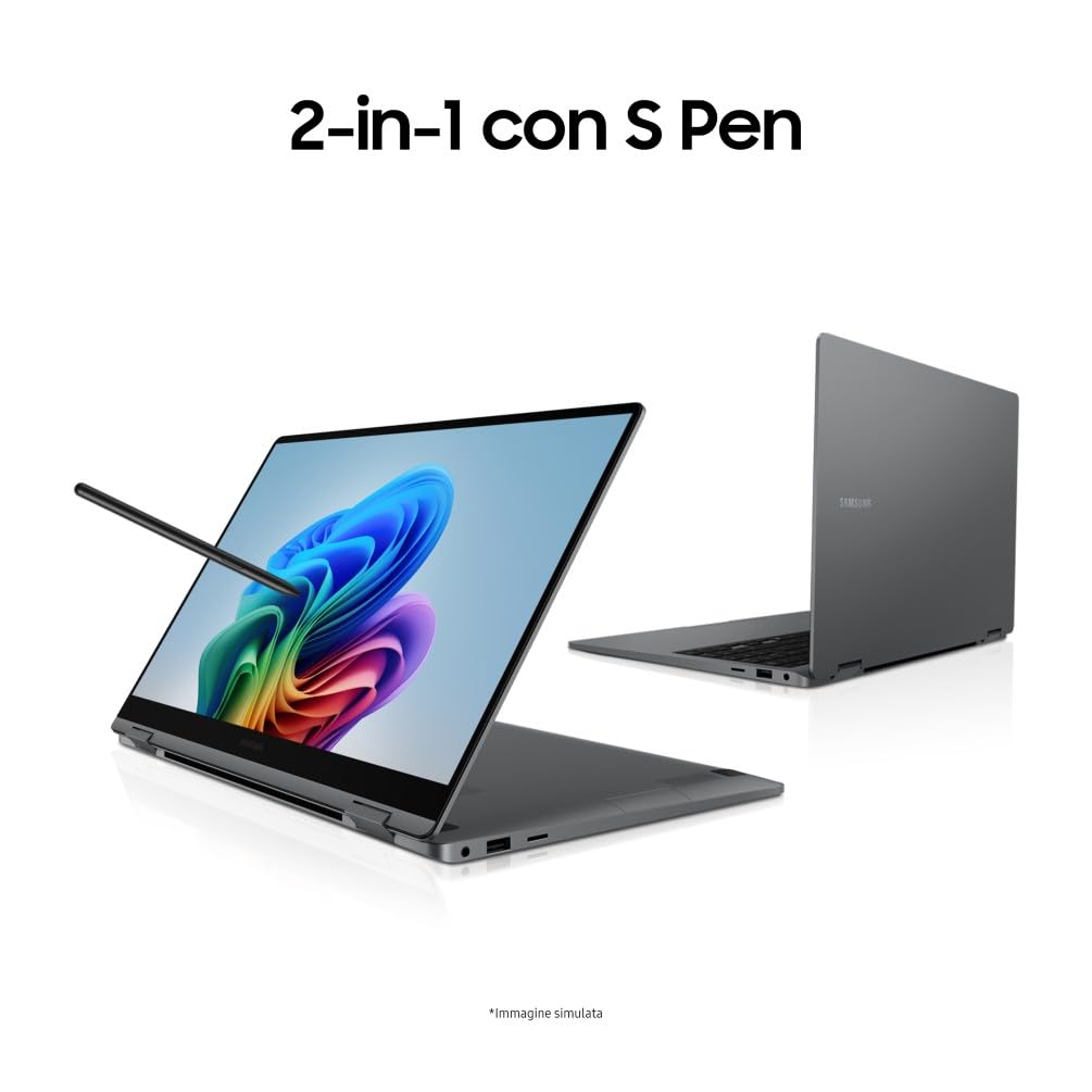 Samsung Galaxy Book5 360 15.6" Intel Core Ultra 5 Serie 2 16GB RAM 512GB SSD AMOLED Touch Screen S Pen Windows 11 Home Copilot+ PC Gray