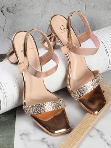 Image of Carlton London Women Stylish Fashion Embellished Sandals for Outdoor, Party, Wedding and Holidays with Stiletto Heels