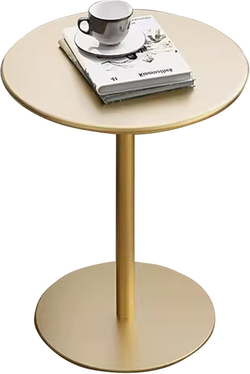 Outdoor Patio Round Bistro Pub Table with Metal Base, Cocktail Bar Table Coffee Drink Table, Circle Side Table for Small Spaces End Table Kitchen Dining Table(Gold,70x70x104cm)