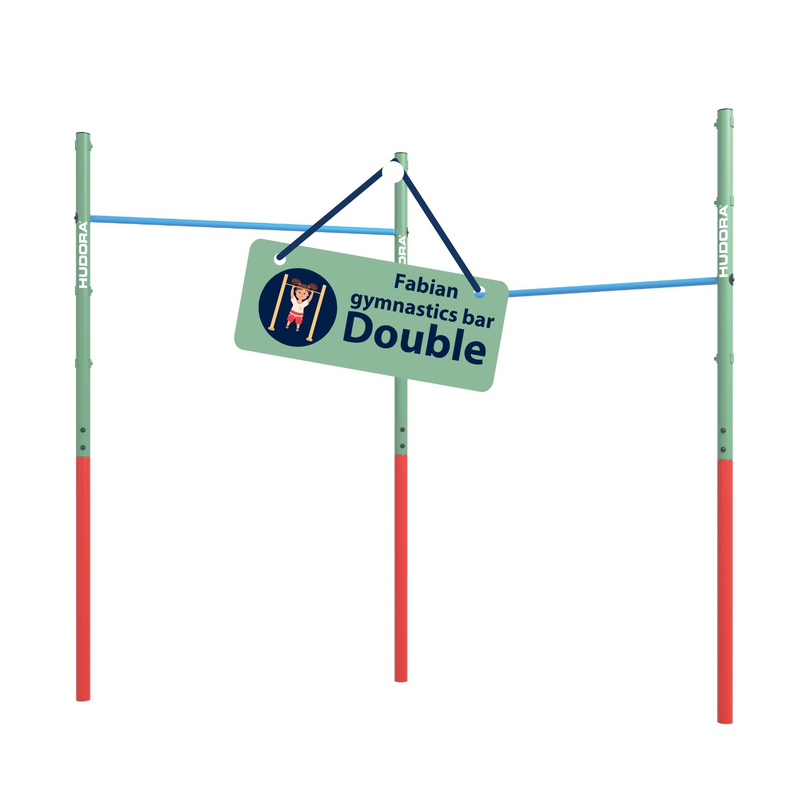 Hudora Gymnastics Bar Fabian Standard - double horizontal bar for children & adults - 4 level height-adjustable gym bar - Sturdy outdoor fitness bar for up to 100kg - mint