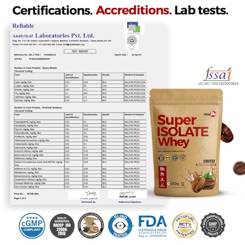 Image of Neulife Super Isolate Whey Protein 1.5kg | Max Absorption Protein Shake with Patented Ketofuel MCTs | Coffee