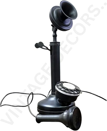Miniatura 6 de Réplica antigua Rotery Dial Decoración para el hogar Teléfono de escritorio Negro y latón Acabado antiguo Teléfono de trabajo (latón, hierro y