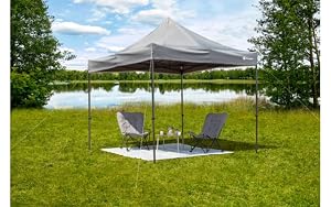 Berger Vouwpaviljoen, 3 x 3 m, 3 m x 3 m, grijs, partytent, luchtpaviljoen voor de camping of als tuinpaviljoen, 3 x 3 meter, incl. trolleytas, paviljoen 3 x 3 m, opvouwbaar, tuinpaviljoen