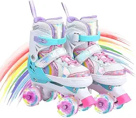 Patins 4 Rodas Infantil com Luzes LED, Ajustável, Design moderno, Rodas de Poliuretano, para Iniciantes, Unisex