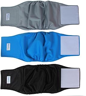 Teamoy Reusable Wrap Diapers for Male Dogs, Washable Puppy Belly Band Pack of