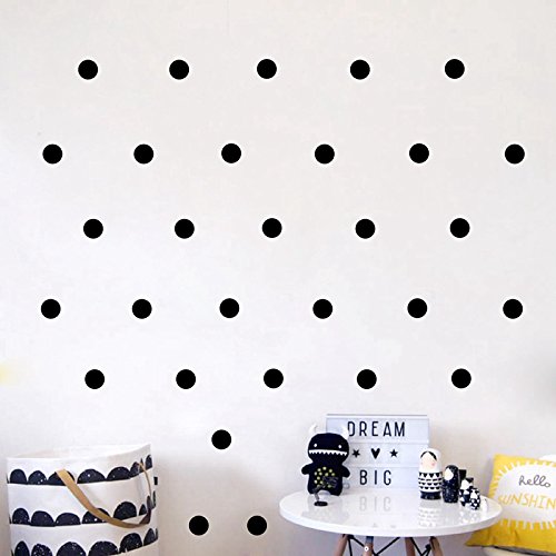 80Pieces/ Set 4.8Cm Polka Dot Wall Sticker -Easy Peal & Stick- Environmental Removable Kids Nursery Room Decor Decal Sticker (Black 1.9“X1.9”/Pcs）) #TOP7
