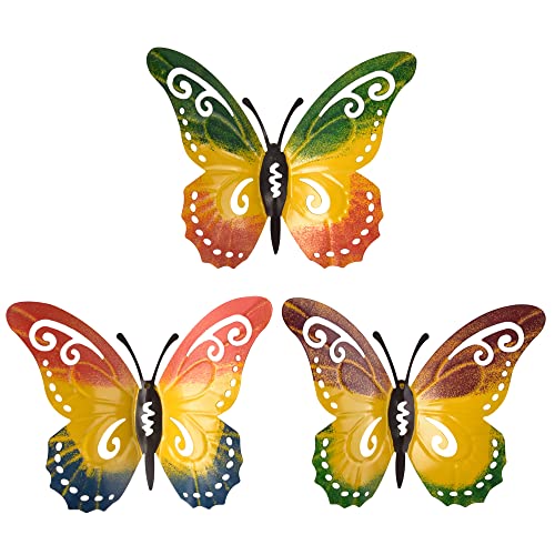 Metall Schmetterlinge Deko, 3pcs GroßEr Deko Schmetterling Zum AufhäNgen zum Outdoor Garten Wohnzimmer Zaundekoration Fensterdeko Balkon, Wanddeko zum Halloween Thanksgiving Halloween Cover