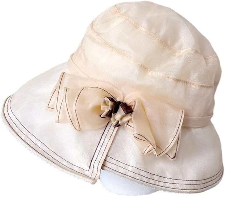 MZDM Bowknot Silk Fisherman Hat Women's Summer Silk Hat Irregular Brim Basin Hat (Color : E, Size : 56-58cm) : Clothing, Shoes & Jewelry
