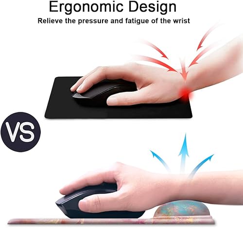 Miniatura 14 de Alfombrilla para mouse con soporte de muñeca, antideslizante, reposamuñecas para oficina, computadora, laptop y Mac, duradera, cómoda y ligera, cute