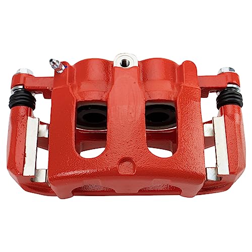 Image of TRQ Front Right Brake Caliper w /Bracket Performance Red Passenger Side | For 2011-2018 Ford Explorer 2009-2018 Flex 2010-2018 Taurus 2009-2012 Lincoln MKS MKT