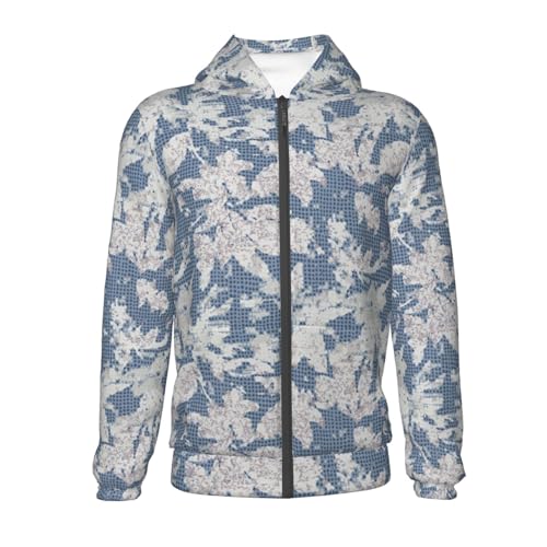 Linen Texture Leaf Kids Pullover Hoodies Boys Zip Up Sweatshirts Girls Athletic Clothes with Pocket2