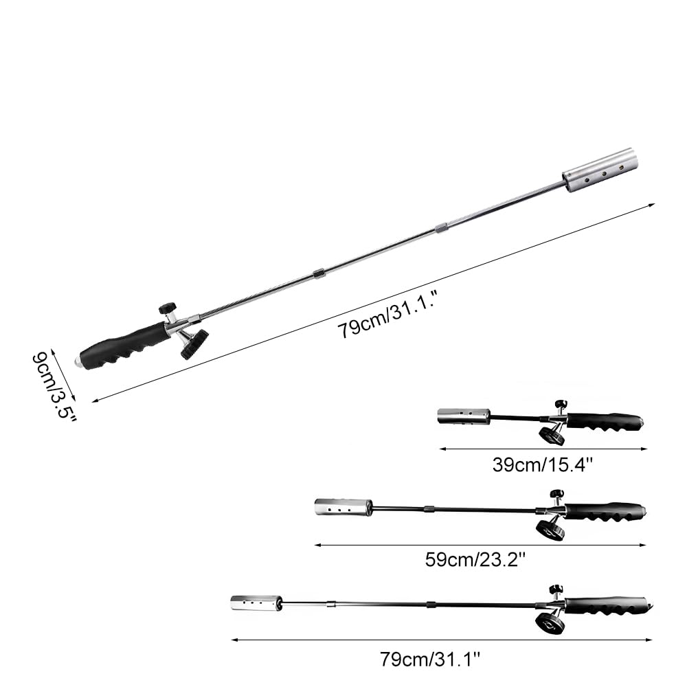 Bruciatore per Erbacce, Torcia per Diserbante in Acciaio Inossidabile, Lanciafiamme Erbacce per con Braccio Lungo Staccabile e Valvola di Controllo Fiamma Regolabile (Non Include Contenitori)