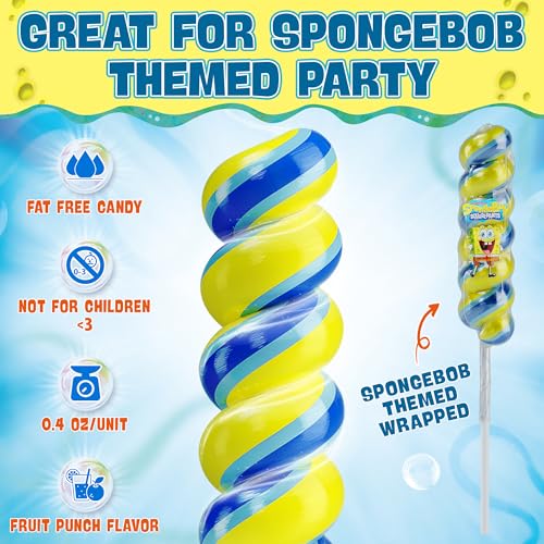 Image of Spongebob Lollipops Swirl 20pk- Spongebob Candy For Spongebob Party Favors