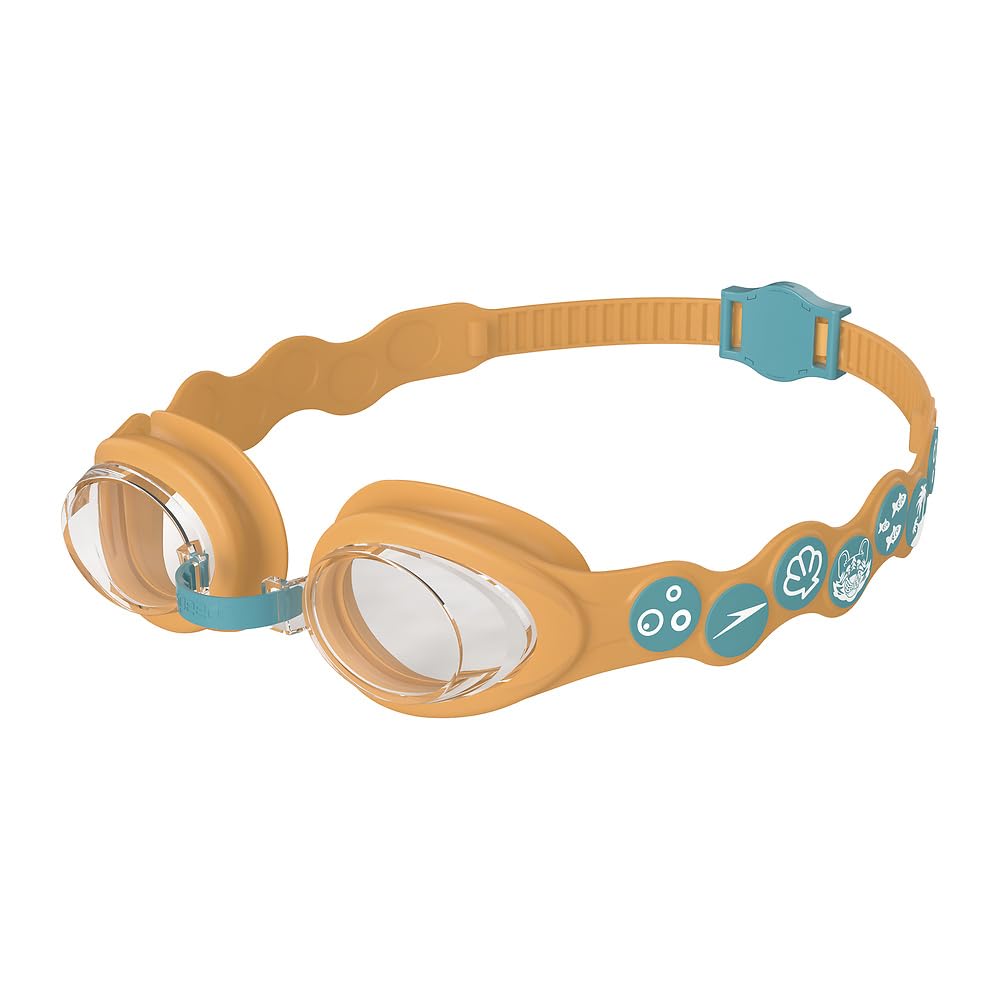 Speedo Unisex Kinder Sea Squad Spot Schwimmbrille | Schwimmen lernen | Verstellbares Band | Bequeme Passform Aquarium/Aanadi Orange/Clear One Size