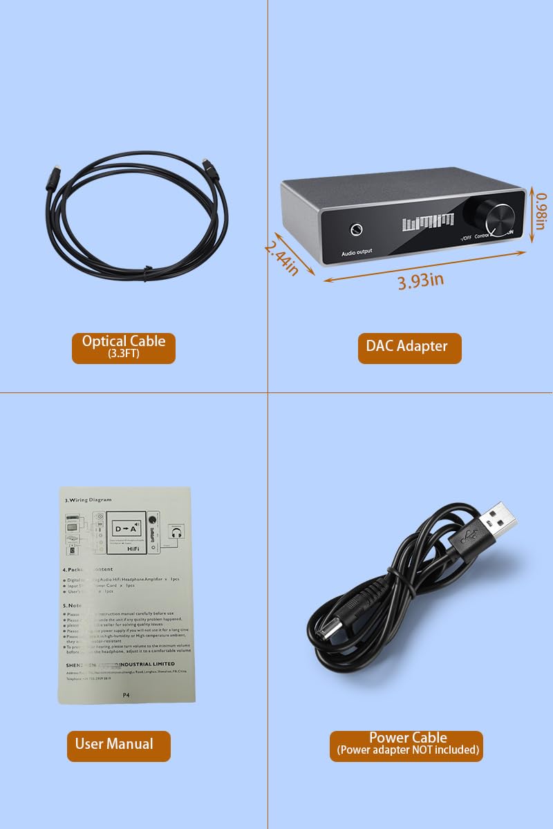 Convertitore audio DAC con controllo del volume, adattatore da ottico / coassiale a RCA / AUX da 3,5 mm, in alluminio argento di alta qualità, 192 KHz 24 bit da digitale ad analogico, decoder audio