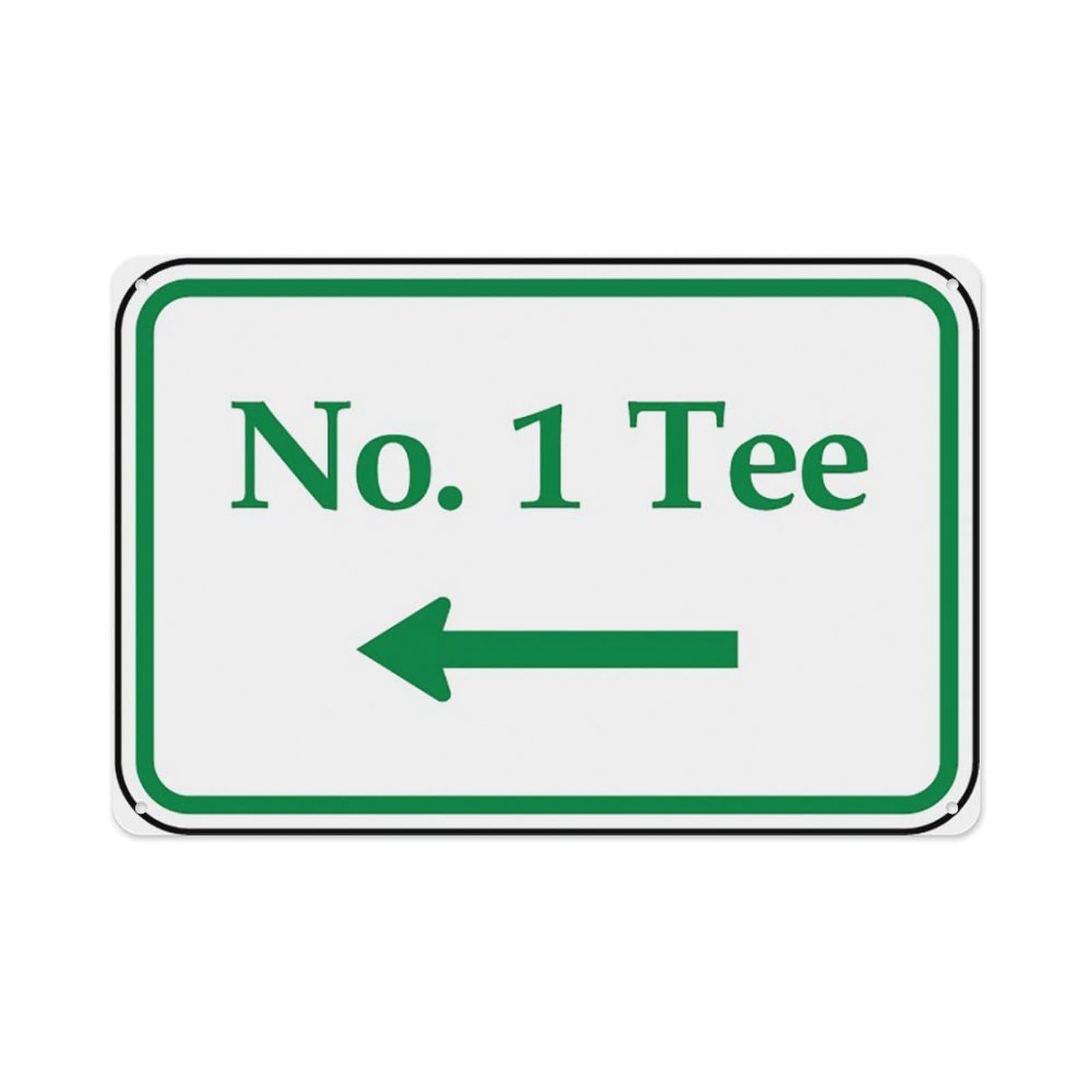 Peiyeety A02 No. 1 Tee (Left Arrow) Sign Aluminum Tin Warning Signs For Home Outdoor Garden 8X12 Inches