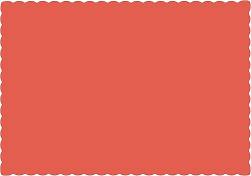 Manteles individuales de papel - Desechables - Borde festoneado (rojo, 50)