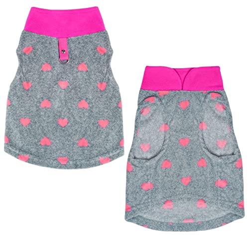 Rbenxia Grey Dog Heart Sweater with Leash Ring Soft Fleece Vest Pullover Warm Jacket Pet Clothes Winter Outfits for Small Puppy Cat Pets (Medium) - Image 3