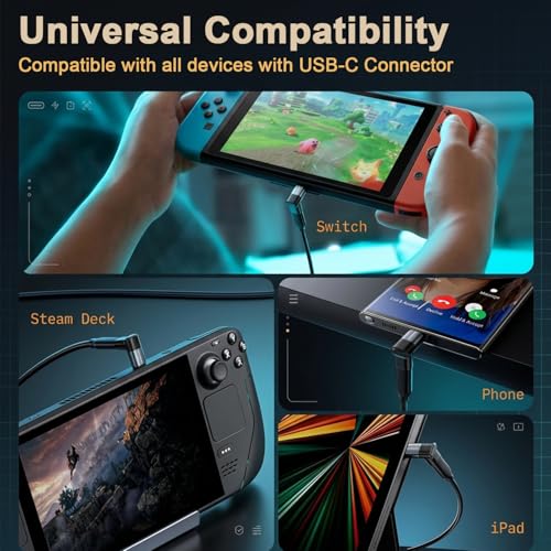 Image of Verilux 2Pcs 90 Degree USB C to USB C Adapter, Type C Male to Female with 100W Fast Charging & 20Gbps Data Transfer with 4K@60Hz Display Support for iPhone 17 /16 /15, MacBook, Steam, Switch, Laptop
