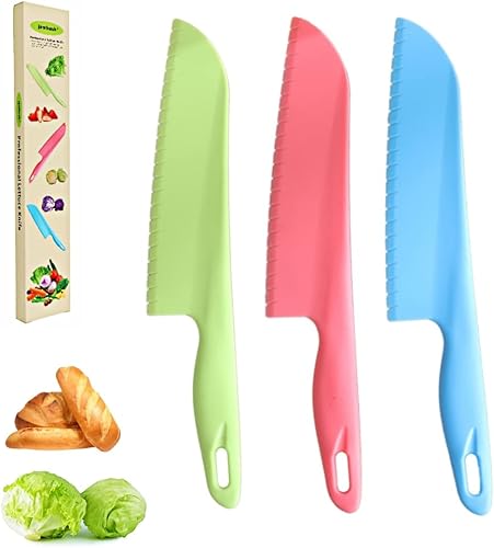 Vista 14 de jawbush Cuchillo profesional de ensalada y pan de 11 pulgadas, cuchillo de lechuga de plástico para verduras, frutas, pasteles, cuchillo de chef 1