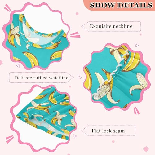 Toddler Girls Banana Dress Sleeveless Cotton Casual Clothes for Home Party Beach Sundress 2-8Y3
