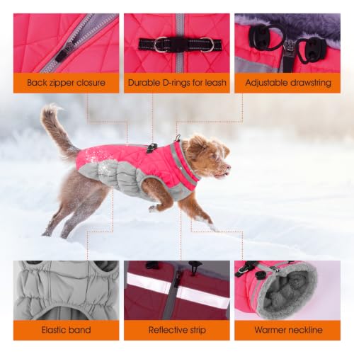 Image of Lelepet Dog Coat Warm Dog Winter Coat Waterproof Dogs Jacket with Harness