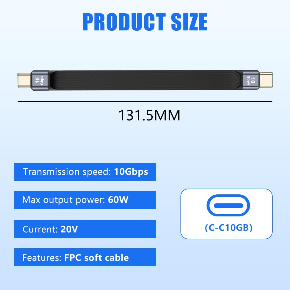 OFFCUP Kabel do szybkiego ładowania, 10 GB, krótki, USB C na USB C, do urządzeń ze złączem typu C, dysków twardych, Samsung Galaxy S7, S8, S9, S10, S20FE, S21, A21, A22, A50, A51, 52, Note8, Note10