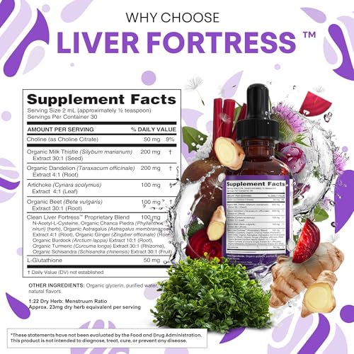 Image of Clean Nutraceuticals Milk Thistle NAC Liver Cleanse Detox & Repair Supplement Liver Support Liquid Drops with Dandelion Extract, Artichoke, Chanca Piedra, Choline, L-Glutathione, Burdock, Schisandra