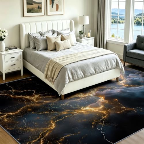 Alfombra de baño mullida lavable negra para pasillo de 90x150cm 4