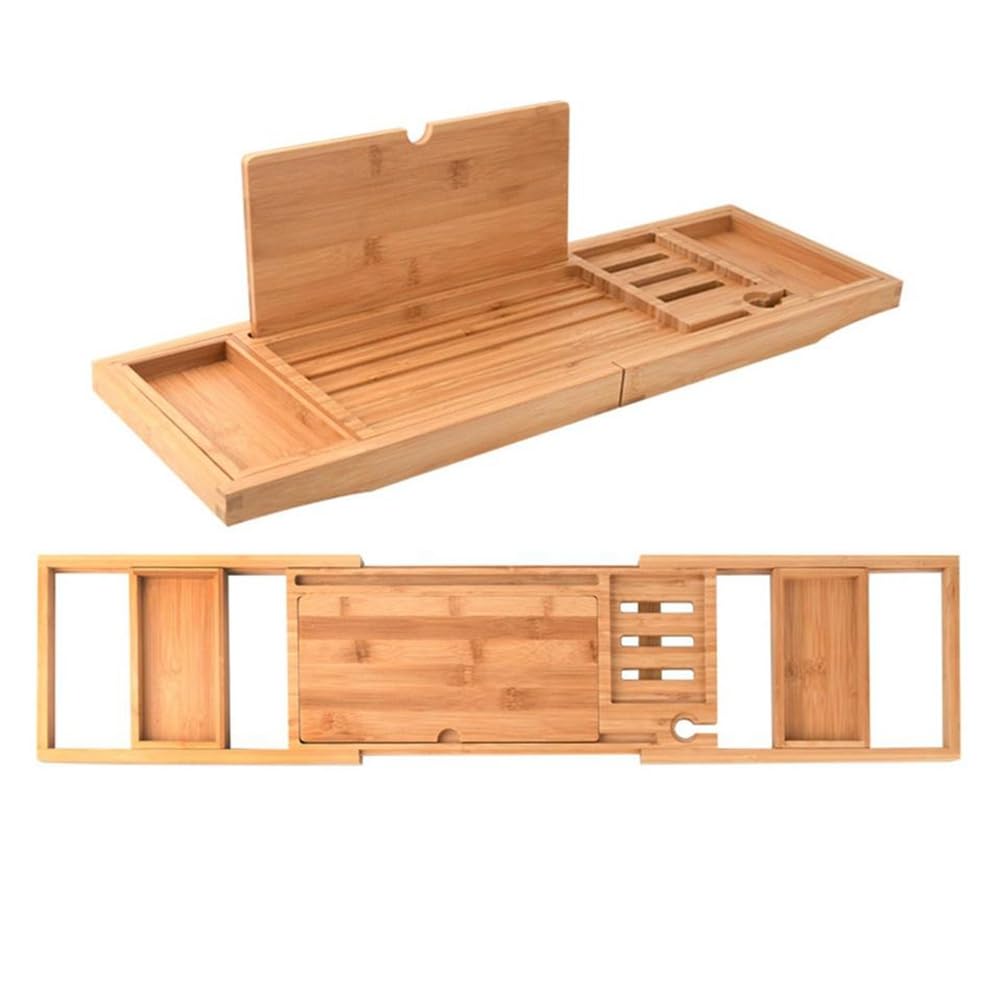 Bandeja de bañera ajustable, estante de baño antideslizante expandible, soporte versátil para una experiencia relajante de spa, se adapta a la mayoría de bañeras